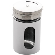 Porta Condimentos 80ml Branco De Vidro e Inox Com Tampa Dosadora